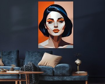 Pop Art Frau Porträt Abstrakte Geometrische Kunst