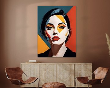 Pop Art Vrouwenportret Abstract Geometrische Kunst