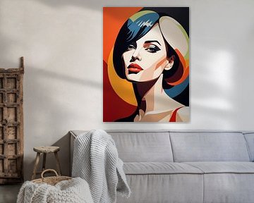 Pop Art Frau Porträt Abstrakte Geometrische Kunst