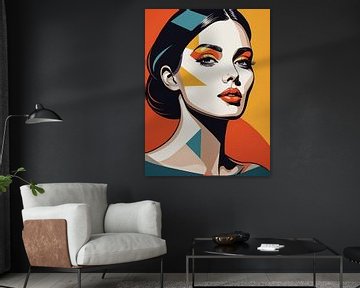 Pop Art Vrouwenportret Abstract Geometrische Kunst