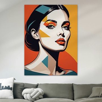 Pop Art Femme Portrait Abstrait Géométrique