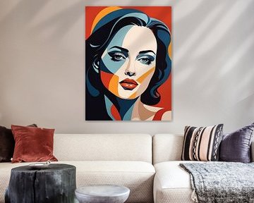 Pop Art Vrouwenportret Abstract Geometrische Kunst