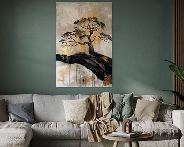 Japandi - Silhouette tree golden sun 1 by Marianne Ottemann - OTTI