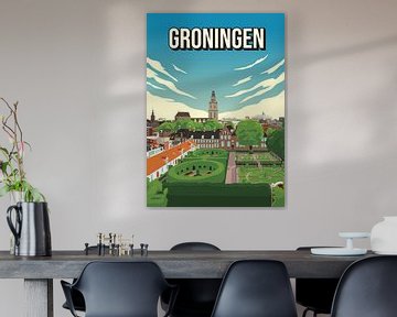 Groningen: Kleurrijke Stadsgezicht Poster van Jorn van Hezik