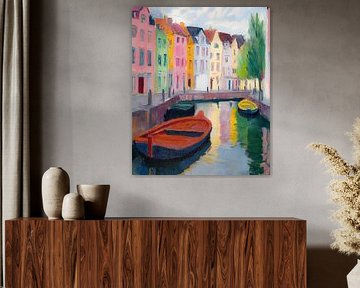 Kleurrijke grachten zicht in Amsterdam
