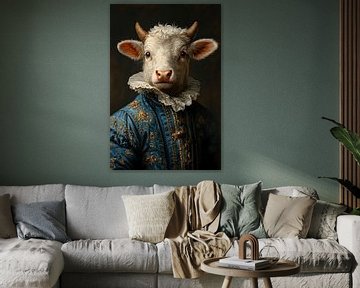 De Elegante Koe: Een Verbluffende Mix van Historische Mode en Dierenrijk van But First Framing