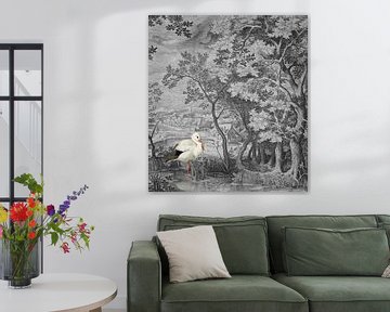 Vintage Landscape with Stork van Marja van den Hurk