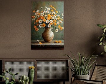 Boeket van Madeliefjes en Goudsbloemen. van Studio BB