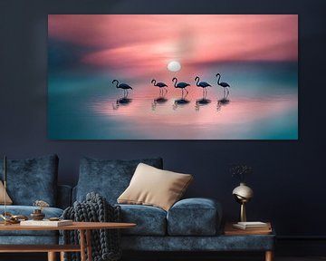 Flamingo's bij zonsondergang van Studio BB