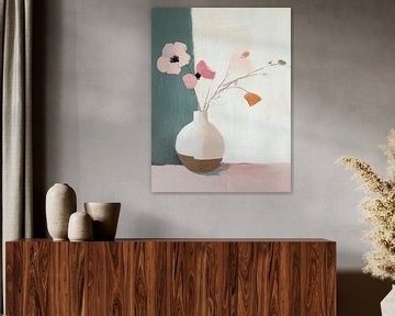 Modernes Stillleben mit Blumen von Japandi Art Studio