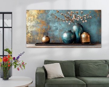Stilleven in Goud en Turquoise iii van Studio BB