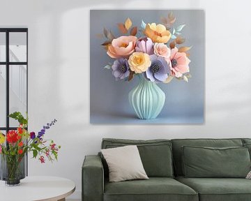 Pastellfarbene Papierblumen