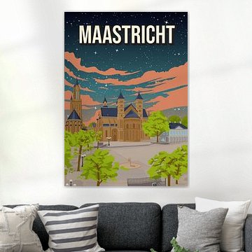 Maastricht by Night: Atmospheric poster of the Vrijthof Square