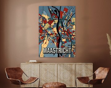 Maastricht: Kleurrijk stadsplan in vintage stijl - Poster voor aan de muur van Jorn van Hezik