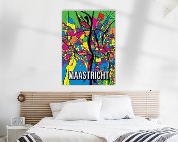 Maastricht: Kleurrijk stadsplan - Abstracte kunstposter voor aan de muur van Jorn van Hezik