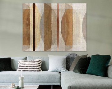 Moderne Scandinavische Bauhaus-abstractie in aardse kleuren van Mad Dog Art