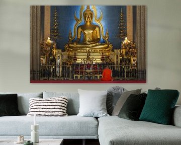 Meditatie, Wat Benchamabophit, Bangkok van Walter G. Allgöwer