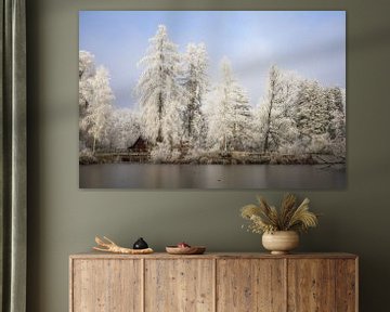 Winterlandschap met jachthuis bij Mühlingen in Hegau van BlattArt - Christine Horn