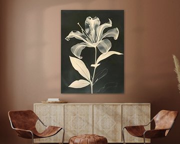 Artistic Black and White Photogram of a Flower - Vintage Style in the Tradition of Man Ray by Roger VDB
