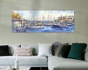 Aquarel panorama uit een schetsalbum, van Ariadna de Raadt-Goldberg