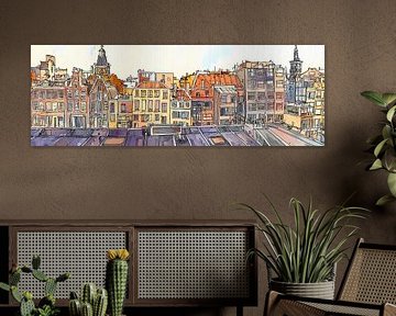 Aquarell-Panorama aus einem Skizzenalbum
