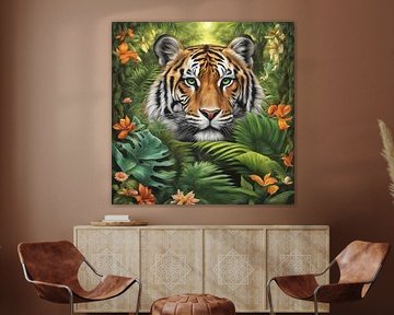 Majestätischer Tiger im Dschungel - Wildlife auf Leinwand von DesignByDessie