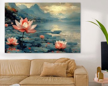 malerische japanische kunst lotusblume