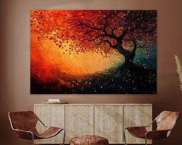 schilderachtige japanse kunst boom in warme kleuren van Egon Zitter