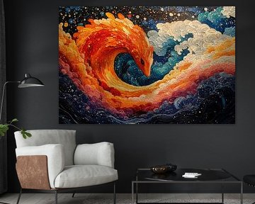 malerische japanische kunst abstrakter drache in den wellen von Egon Zitter