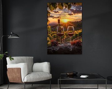 Wijn drinken bij zonsondergang van Koffie Zwart