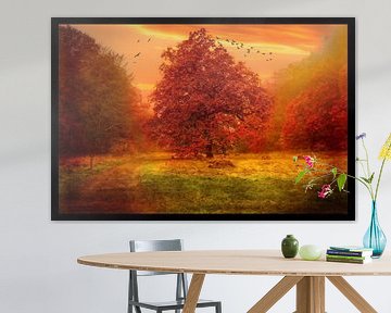 Grote prachtige boom in herfstkleur. van Karl Andrén