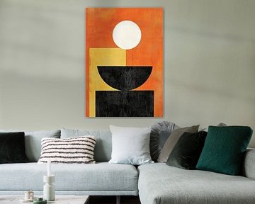 Mid-Century Abstrakt Geometrisch Orange Japan