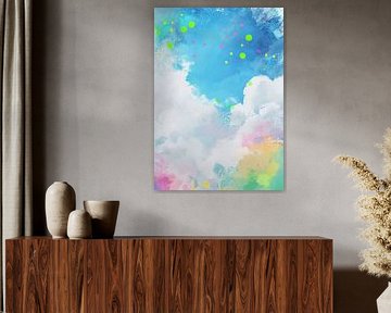 Wolken Bunt Aquarell Himmel Blau Abstrakte Malerei