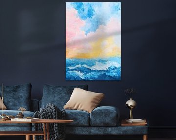 Abstract Sky Sea Pastel Watercolour Clouds by Niklas Maximilian