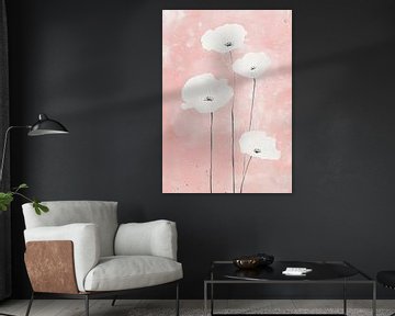 Klaprozen Wit Roze Aquarelbloemen van Niklas Maximilian