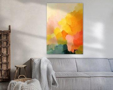 Abstract Pastel Yellow Orange Pink Blue Green by Niklas Maximilian