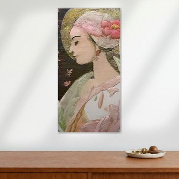 Tapisserie femme avec fleur sur Liese Sijbom