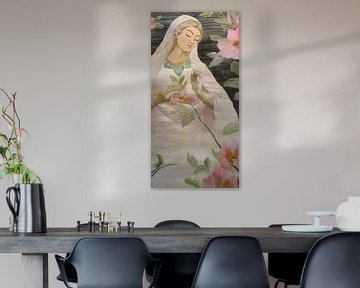 Wandtapijt vrouw met bloem II van Liese Sijbom