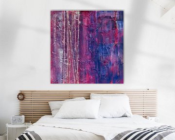 Abstrakte Malerei, Lila, Rosa, Blau, Weiß, Silber von Joriali Abstrakte Kunst