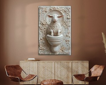 Schaf auf Toilette im barocken Reliefstil mit klassischer Eleganz von Eva Lee
