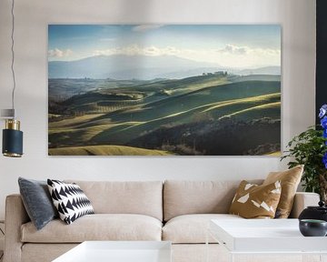 Glooiende heuvels van Val d'Orcia, Toscane - december 2023 van Stefano Orazzini
