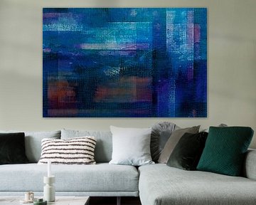 Winter fantasie, moderne natuur abstractie in blauwgroen van FRESH Fine Art