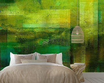 Natuurfantasie, moderne expressionistische abstractie in groen goud van FRESH Fine Art