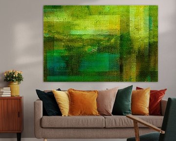 Natuurfantasie, moderne expressionistische abstractie in groen goud van FRESH Fine Art