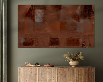 Modern surrealisme abstractie met organische textuur in koper goud brons mokka mousse van Mad Dog Art