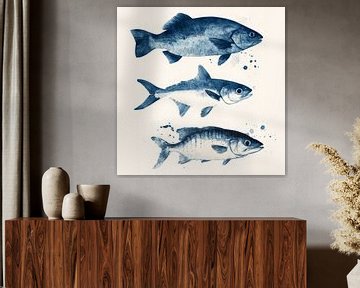 Fish, blue ink