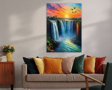 Zonsondergang bij de watervallen van Iguazu van MIROKKU