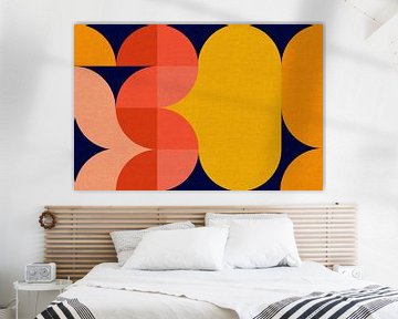 Moderne abstractie met organische vormen Geel van Mad Dog Art