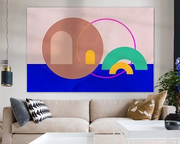 Moderne abstractie met organische vormen Bruin Blauw van Mad Dog Art