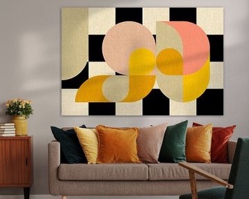 Moderne abstractie met organische vormen Geel Beige van Mad Dog Art